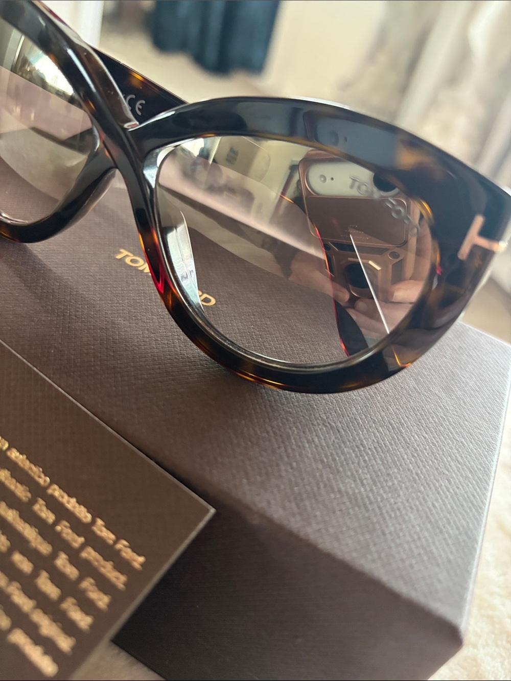 TOM FORD Diane-02 Women's Tortoiseshell Cat-Eye Sunglasses Mirrored Lenses - Picture 4 of 6